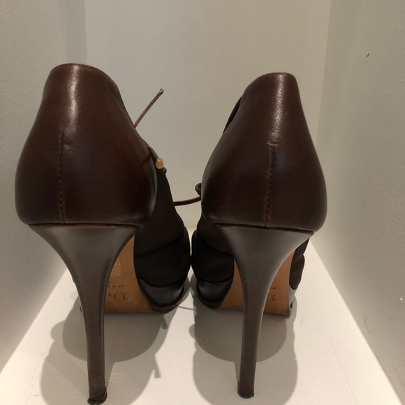 Dior leather and mesh peep toe ankle booties - Picture 4 of 11